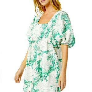 Joie Jade gathered printed linen mini dress. New, never worn.